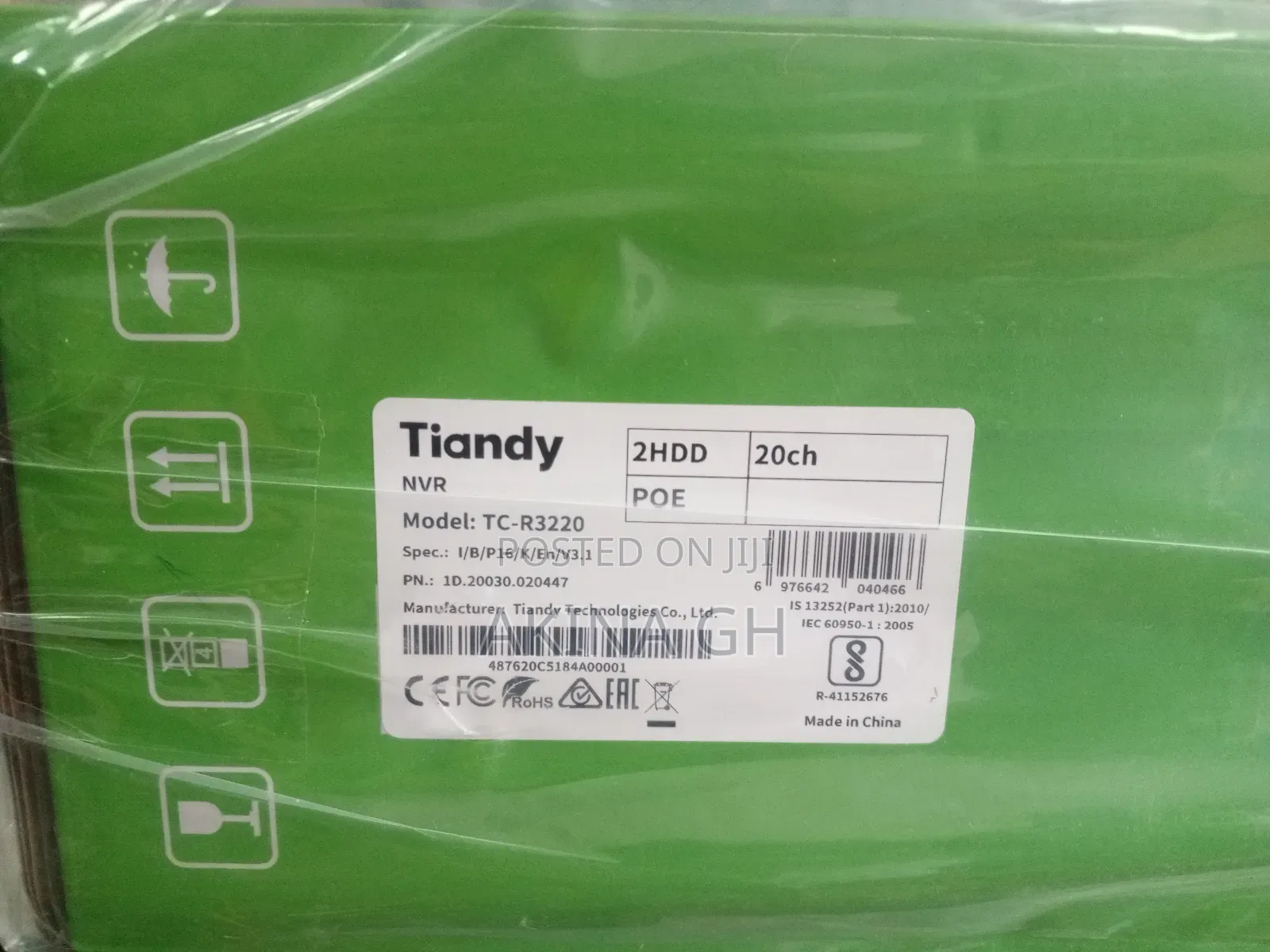 Tiandy 16ch Poe NVR 8mp 2 HDD Support Tc-R3220
