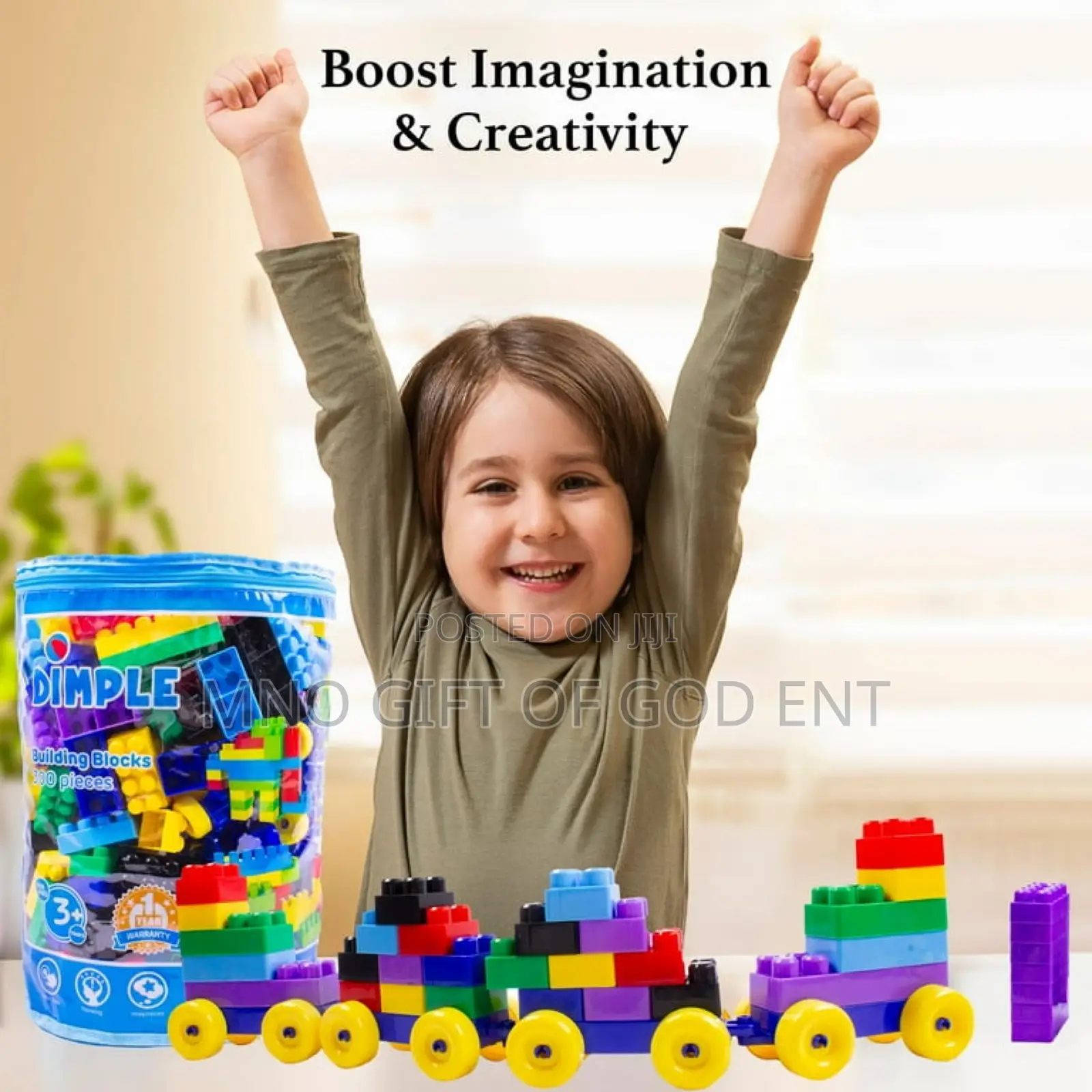 Dimple Soft Plastic Multi Colored Building Block Set Wheeled Train