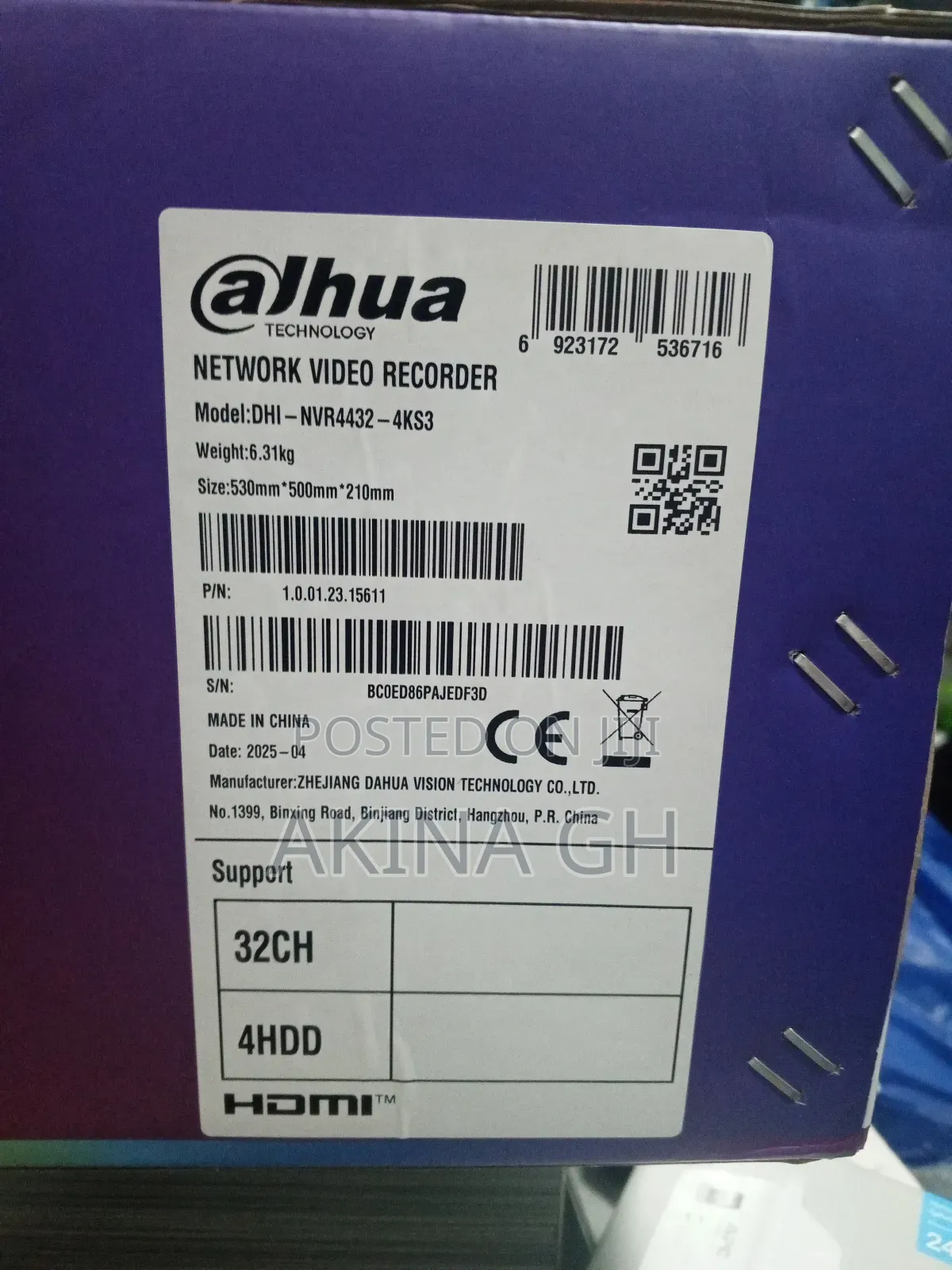 Dahua 32ch Non Poe NVR 4 HDD Support Dhi-Nvr4432-4ks3