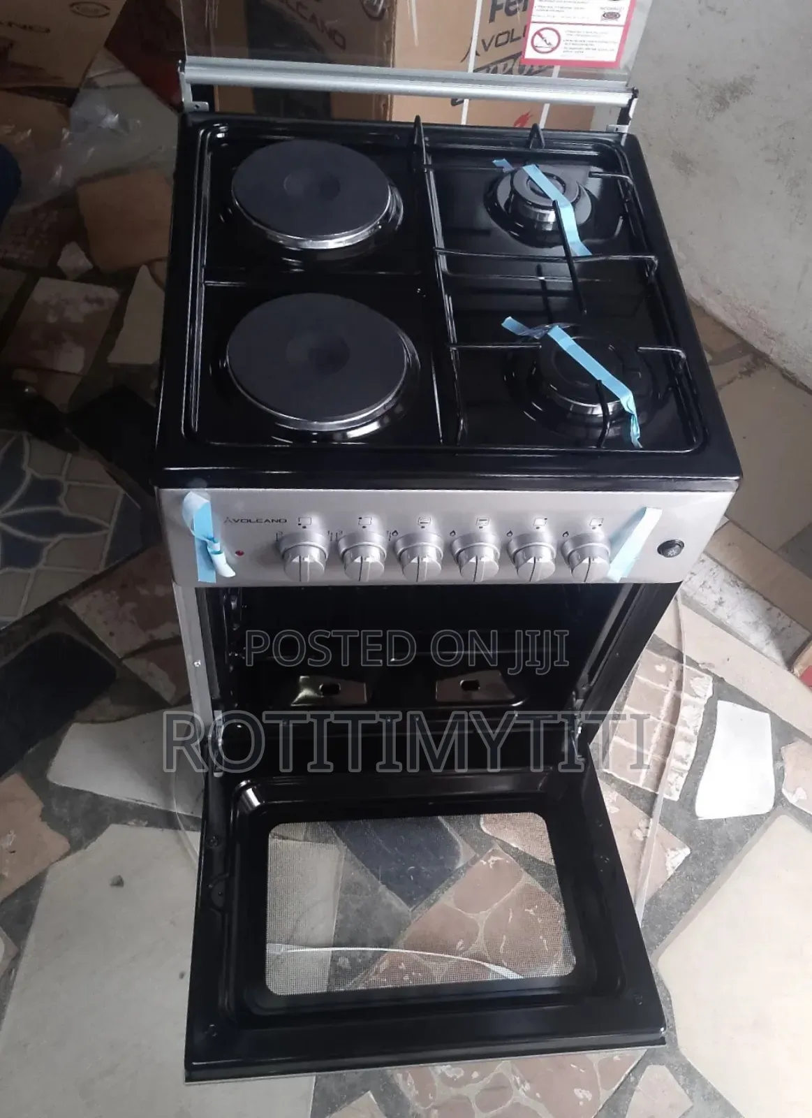 Volcano 50x50 Two Gas Two Electric Stove Burner, Oven Grill Light
