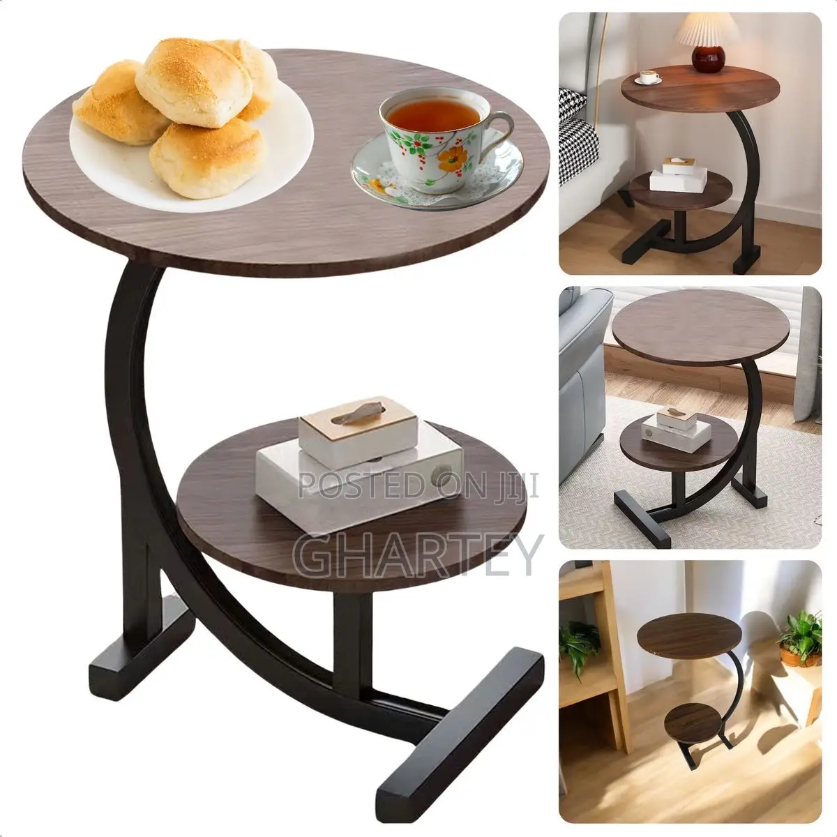 Stylish 2 Tier Coffee/ Bed Side Or Side Tables - Coffee Color