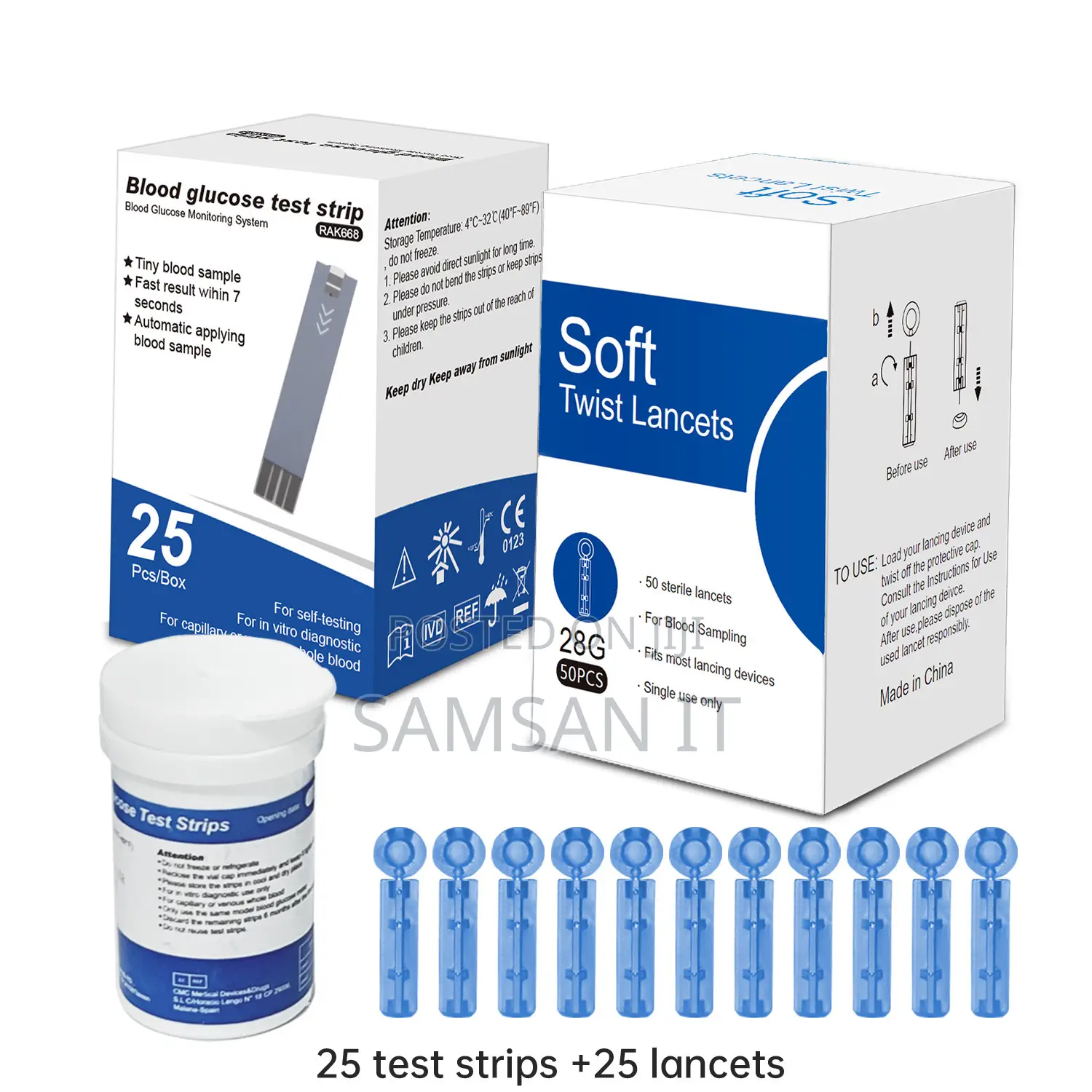 Blood Glucose Meter Test Kit (Strip + Lancets)