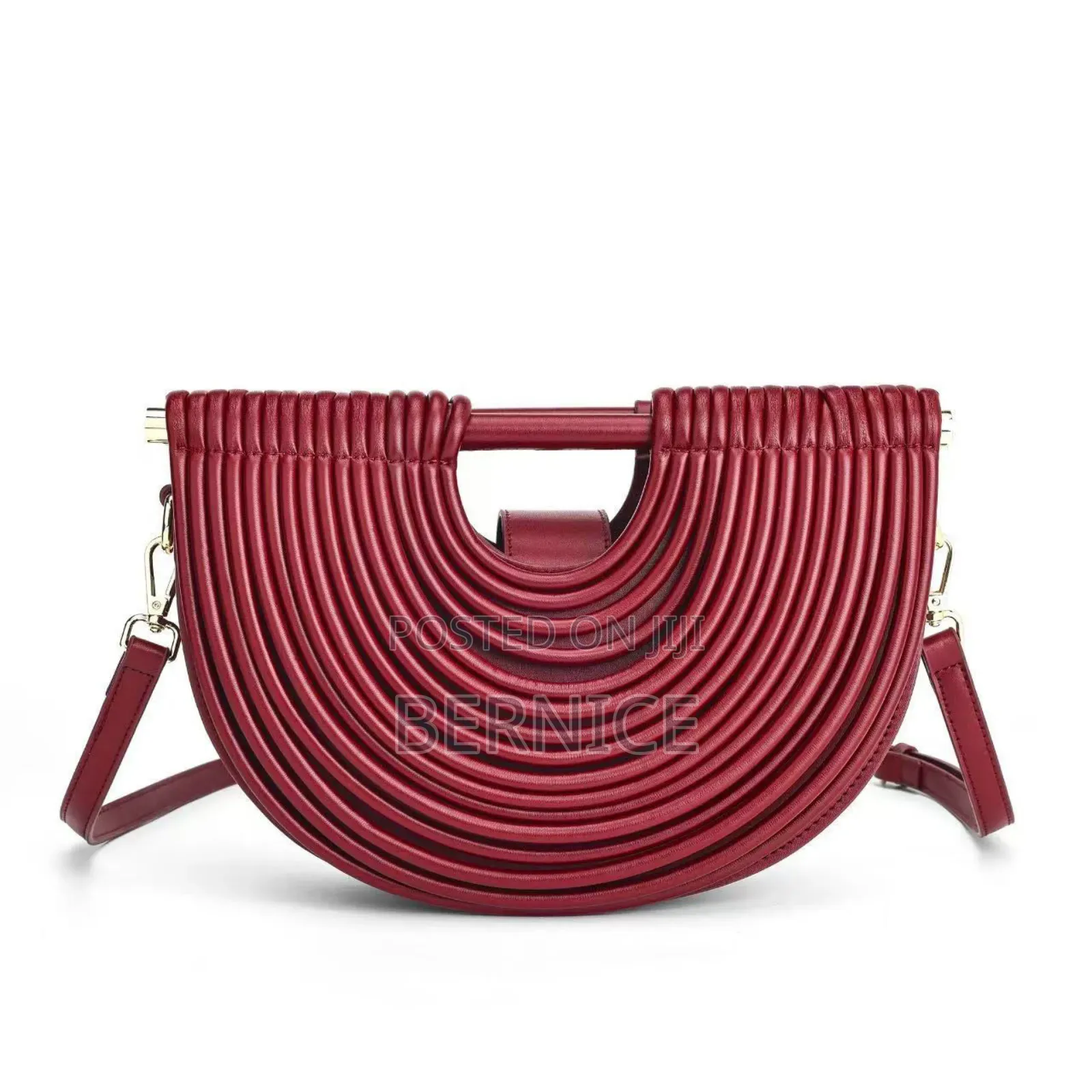 Unique Maroon Leather Handbag.
