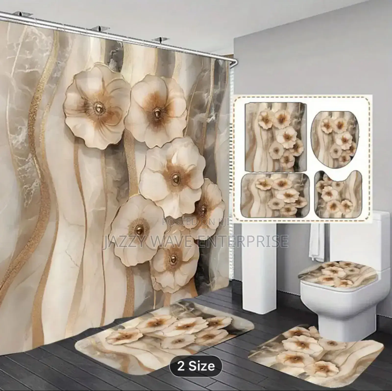 4 in 1 Bathroom Curtains and Doormat