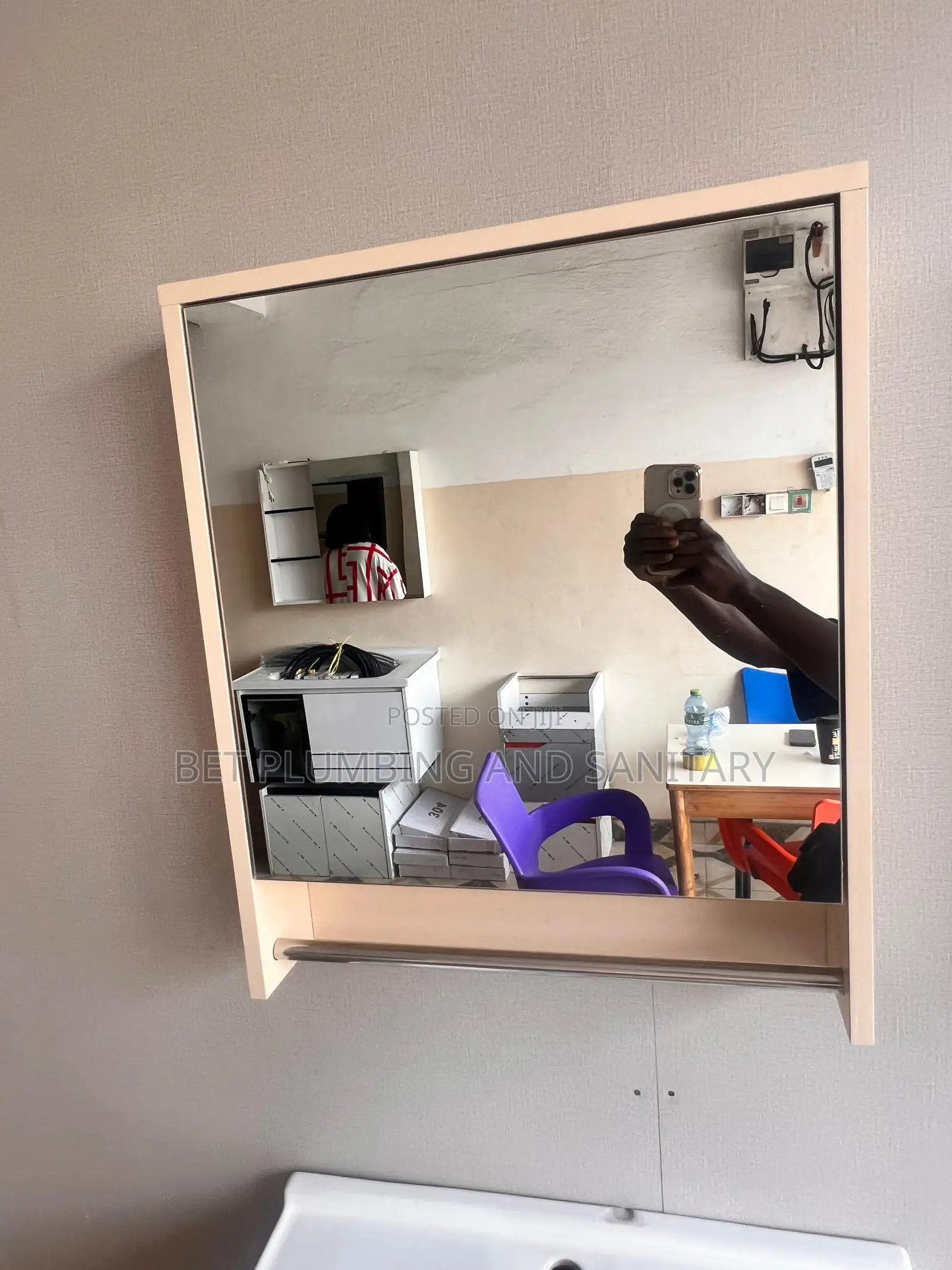 Cream Cabinet Basin With Mirror_50cm_cabinet Basin