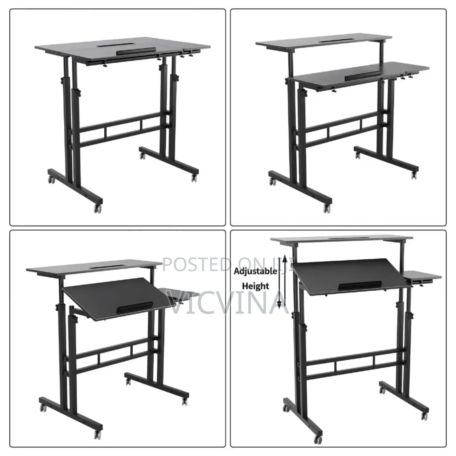 Manual Sit and Stand Height Adjustable Desk