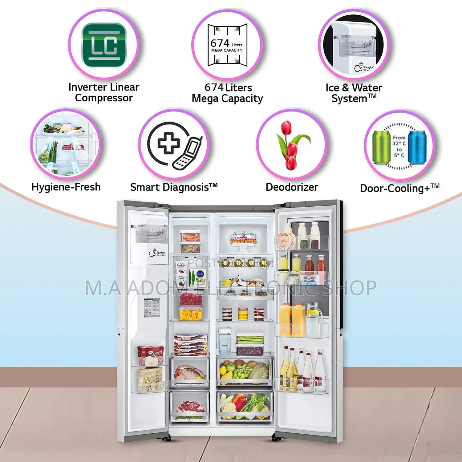 Lg Wifi Inverter 674 Litres Knock Knock Side X Side Fridge