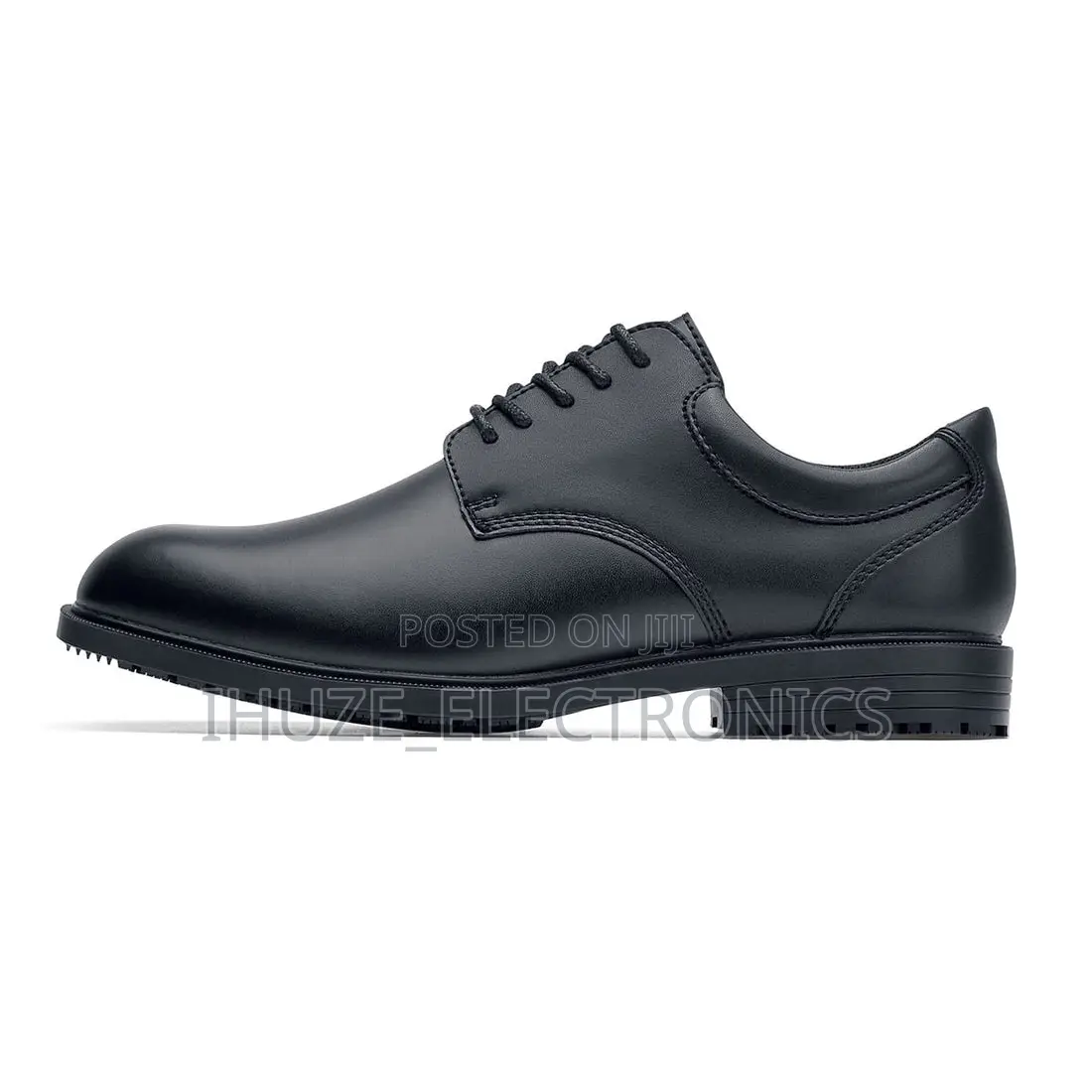 Cambridge Slip Resistant Black Leather Mens Dress Shoe for Work