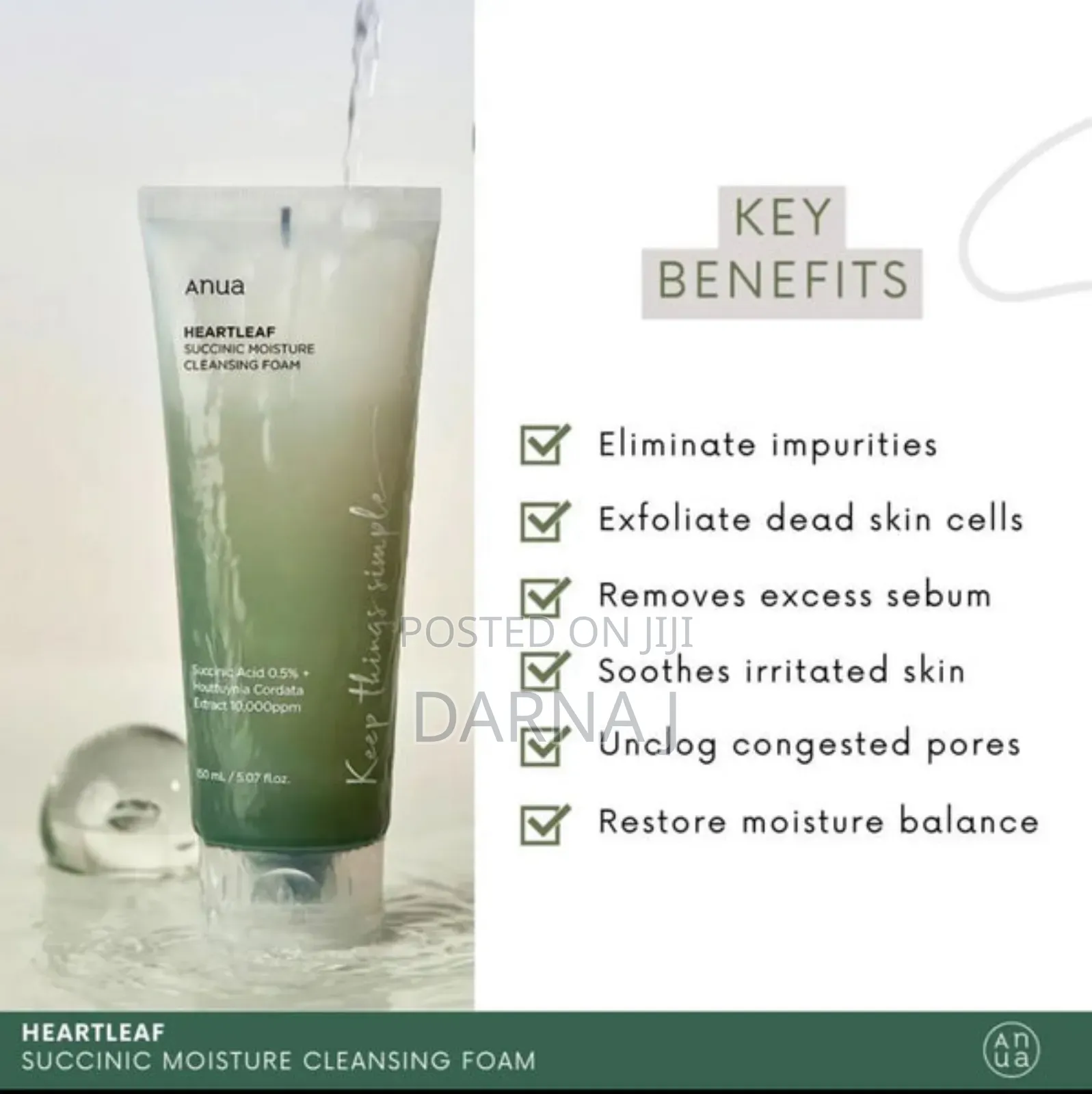Anua Heartleaf Succinic Moisture Cleansing Foam - 150ml