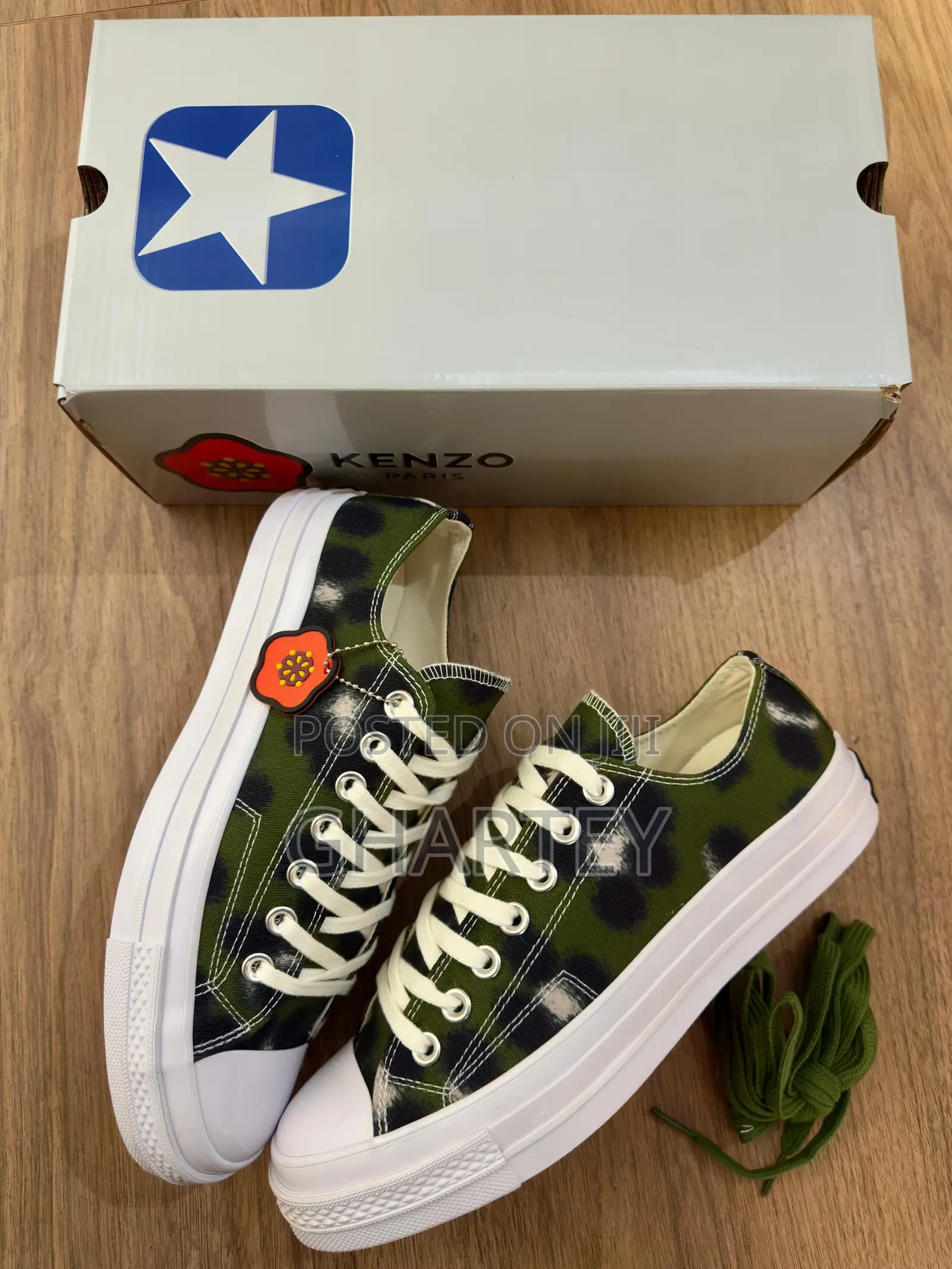 Green Tie-dye Rebel: Custom Converse With Poppy Charm