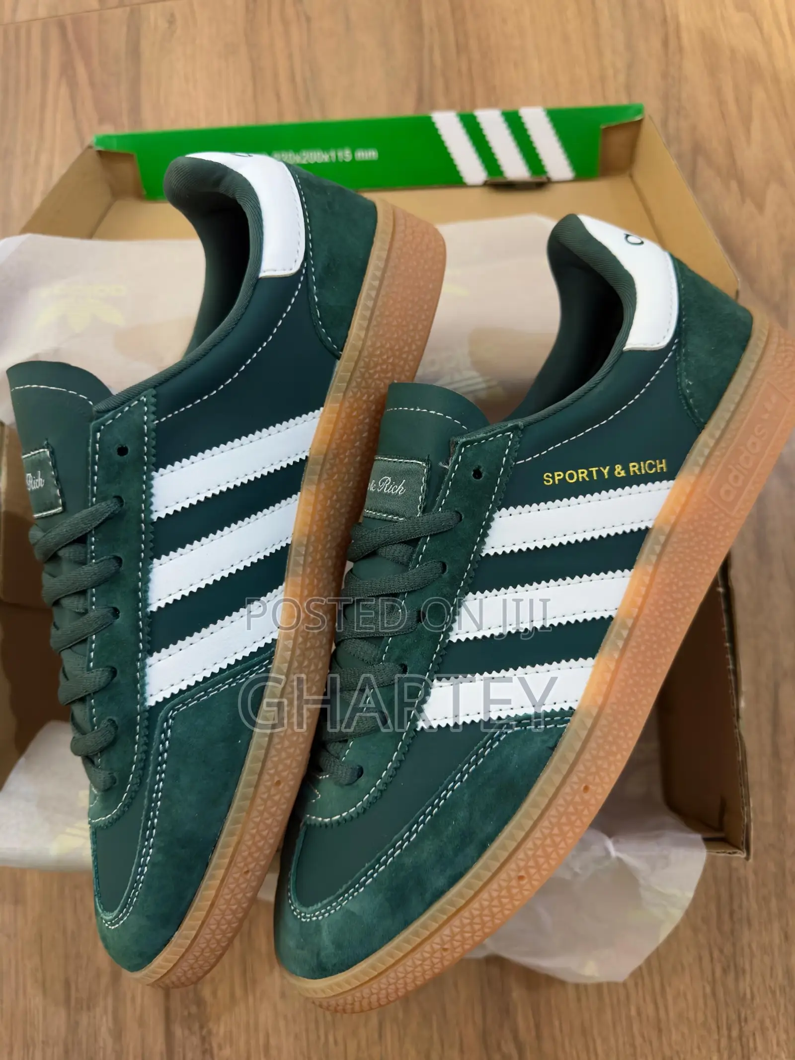 Adidas X Sporty & Rich Green Suede Samba Sneakers