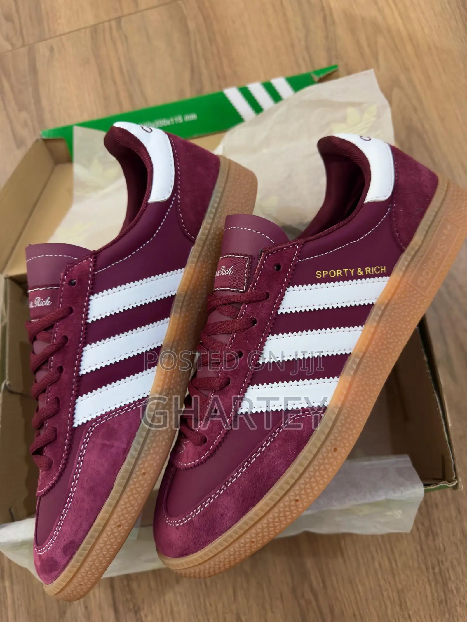 Adidas X Sporty & Rich Wine Suede Samba Sneakers