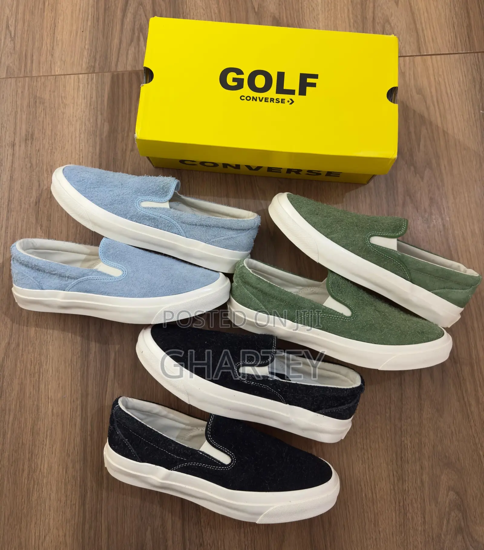 Golf Le Fleur* X Converse Black Wool Slip-ons 3 Colors Displayed