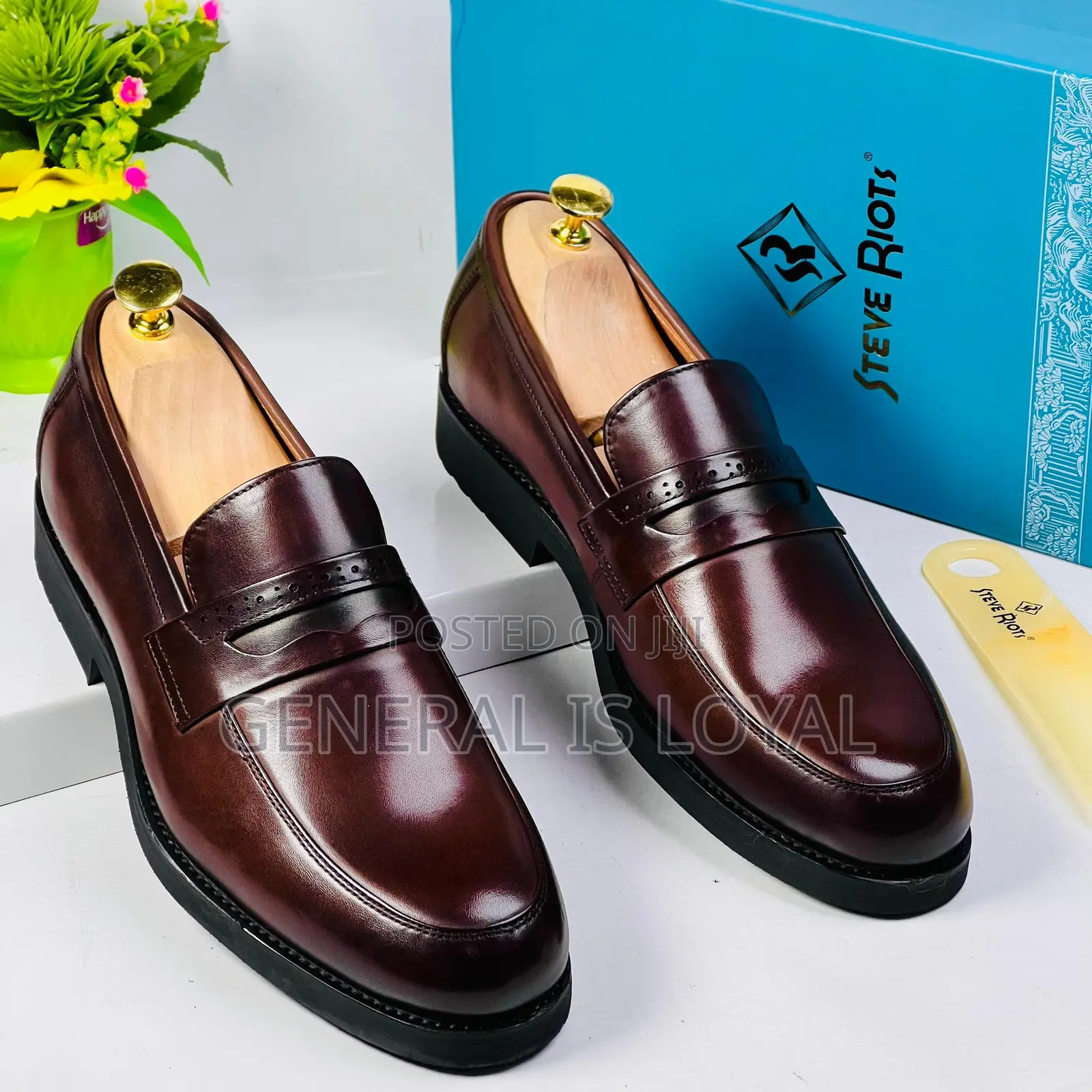Steve Riots Men Coffee Leather Loafers Shoe