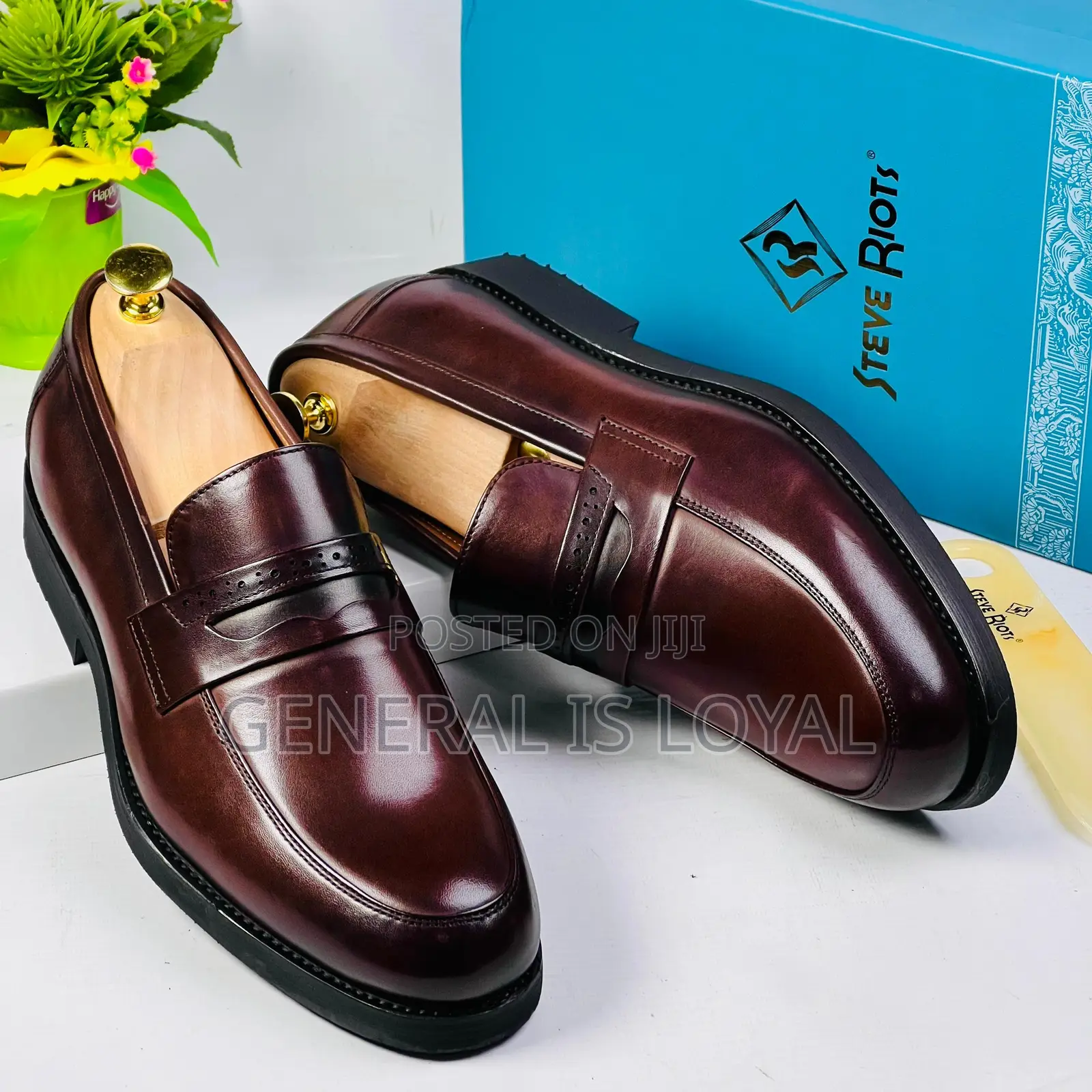 Steve Riots Men Coffee Leather Loafers Shoe