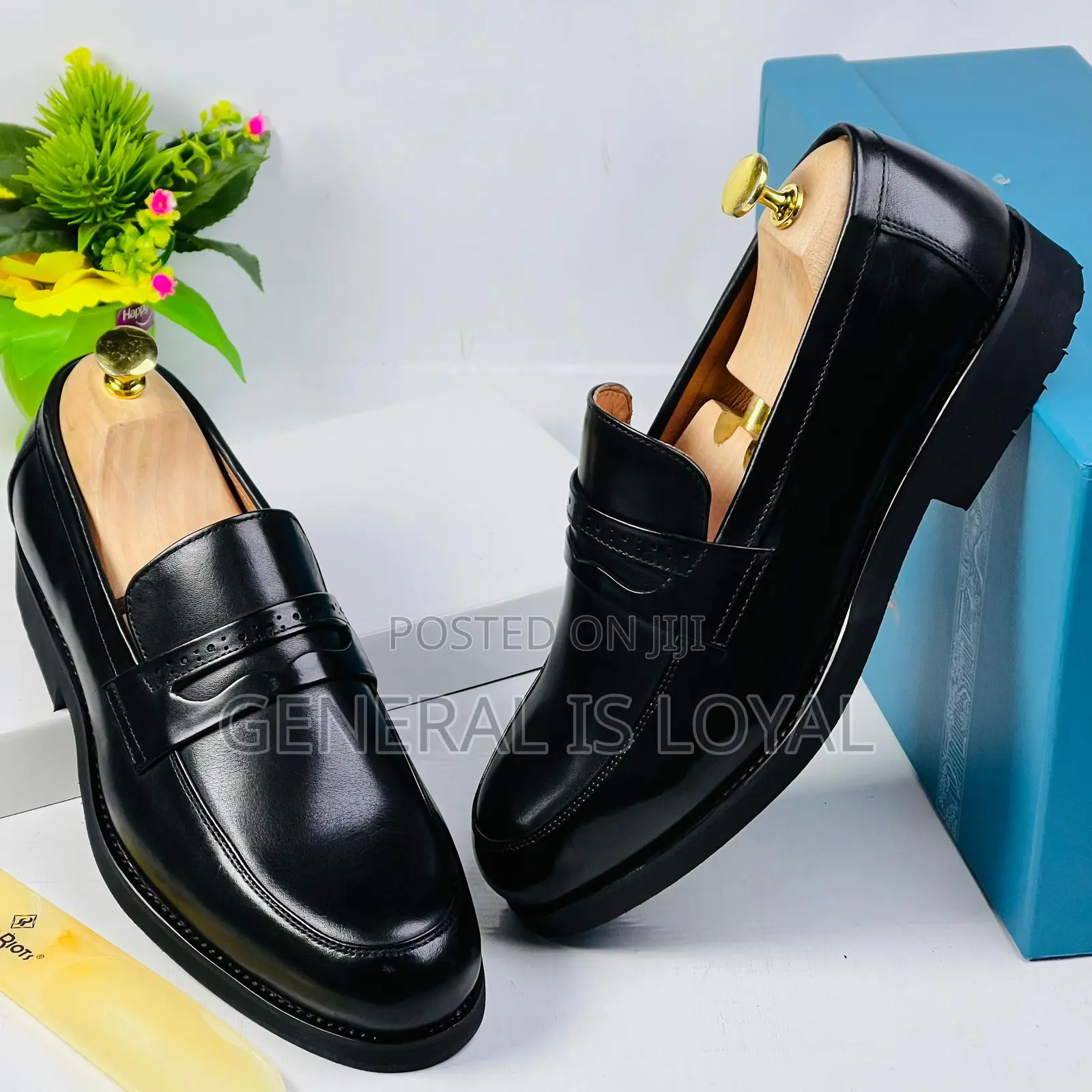 Steve Riots Men Black Leather Loafers Shoe