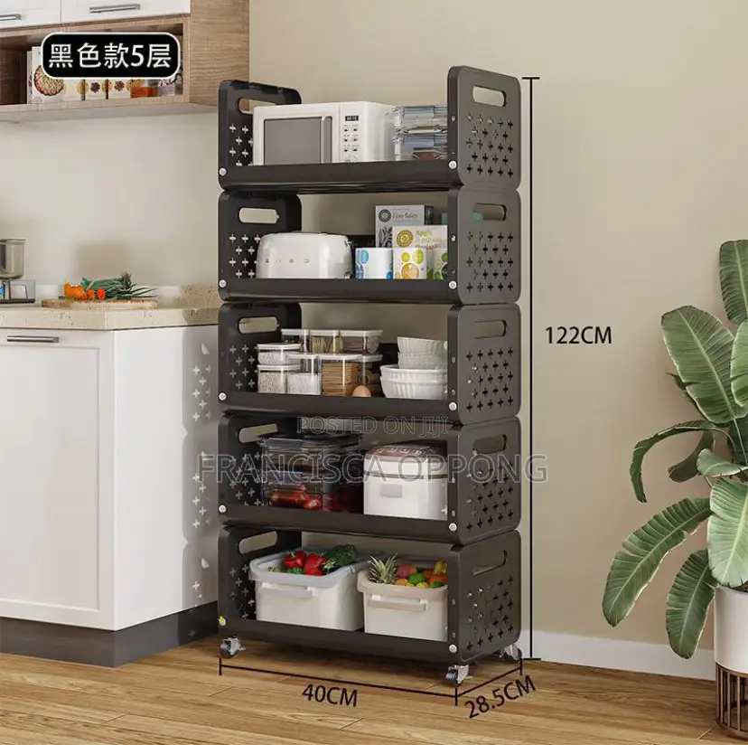 5 Tier Heavy Duty Kitchen Storage Rack With Wheels