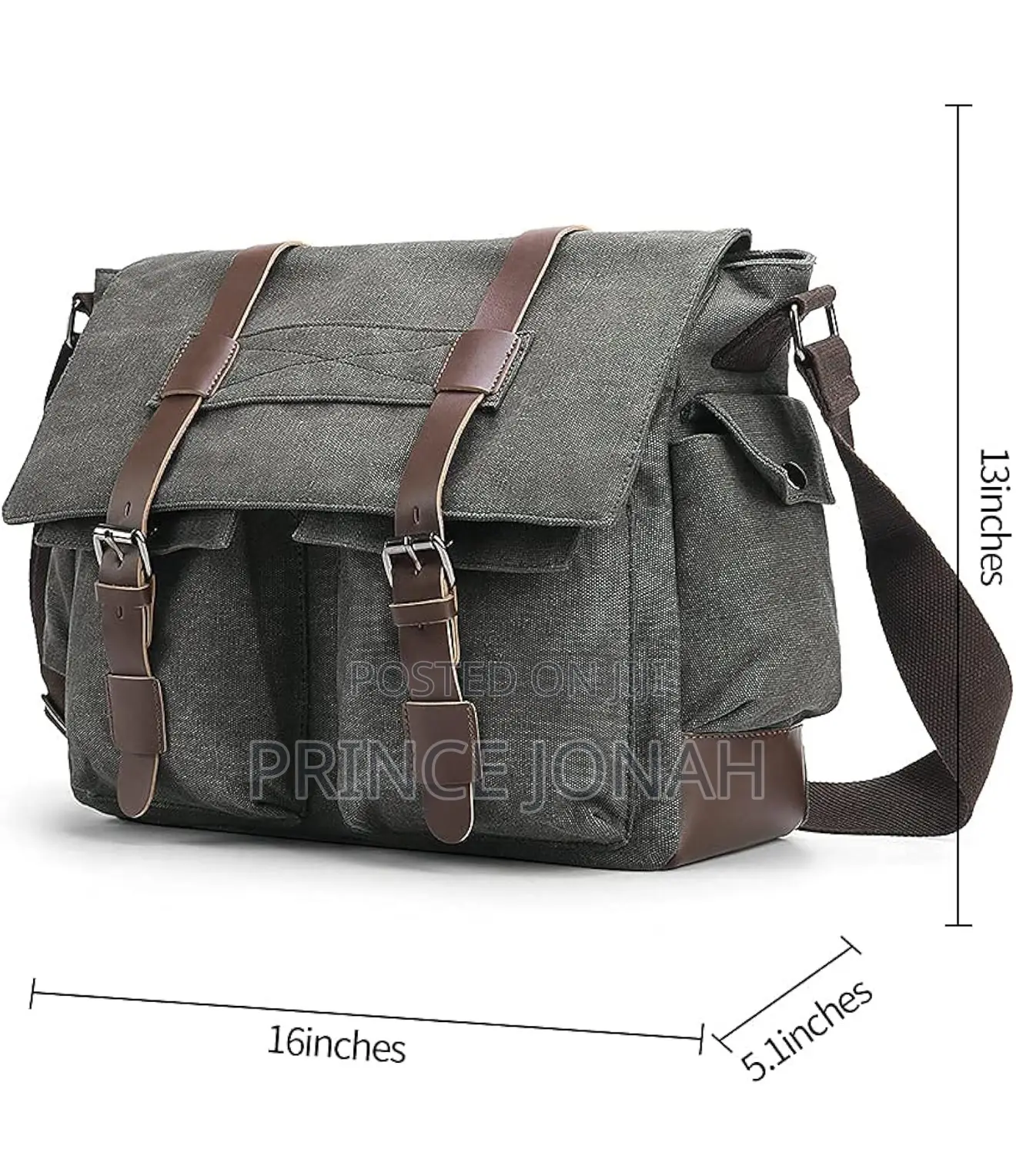 Verlenpaple Canvas Messenger Bag, Men's Shoulder Grey
