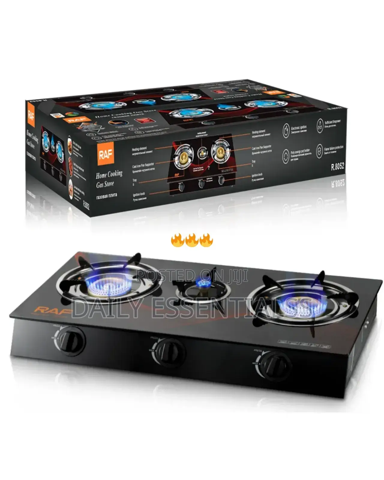 Raf Triple Burner Gas Cooker – Strong Reliable