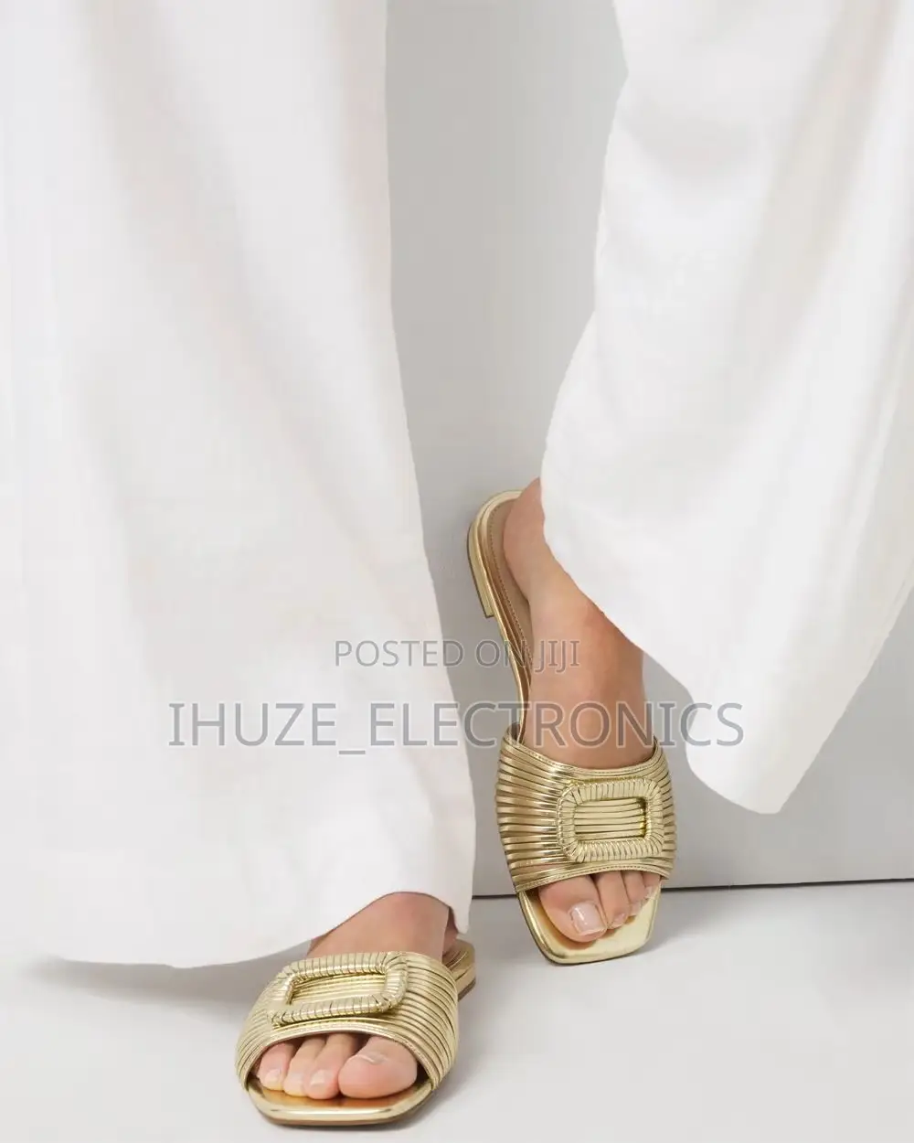 Gold Strappy Slide for Ladies (Us Size 7/8.5). From Usa