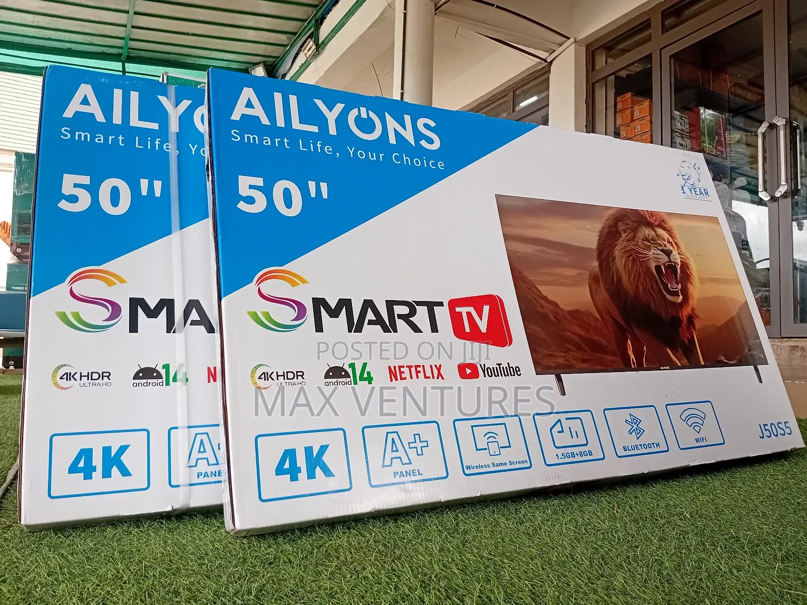 50" Tv Smart Uhd Android 14 T2/S2 +Memory1.5gb+8gb Storage Smart Tv