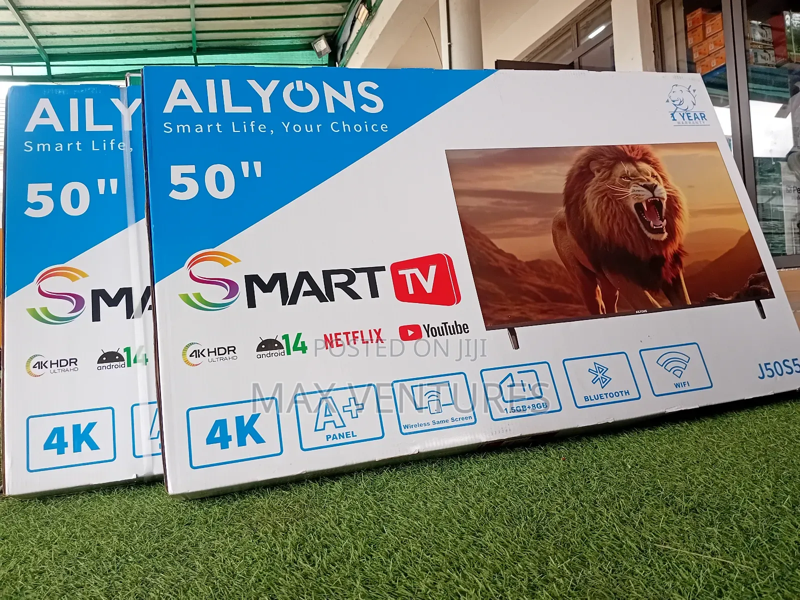 50" Tv Smart Uhd Android 14 T2/S2 +Memory1.5gb+8gb Storage Smart Tv