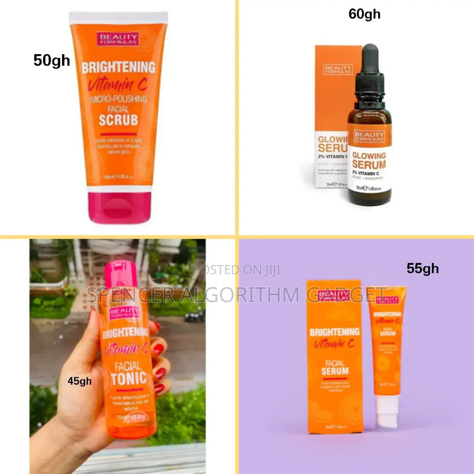 Beauty Formula Glowing Serum, Brightenng Serum,Scrub Toner