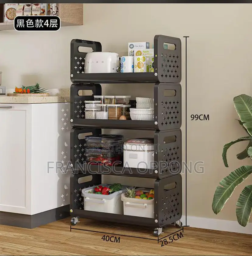 4 Tier Heavy Duty Kitchen Storage Rack With Wheels