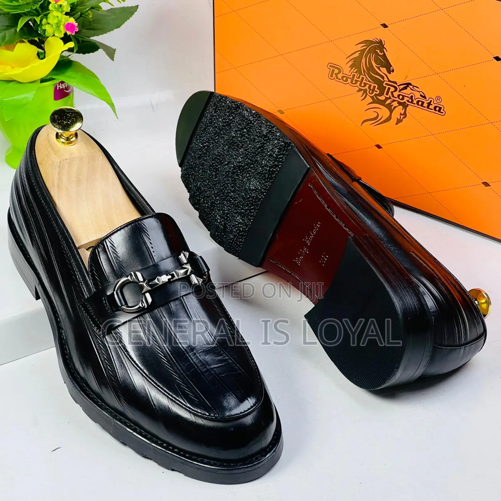 Robby Rosata Black Leather Men Shoe