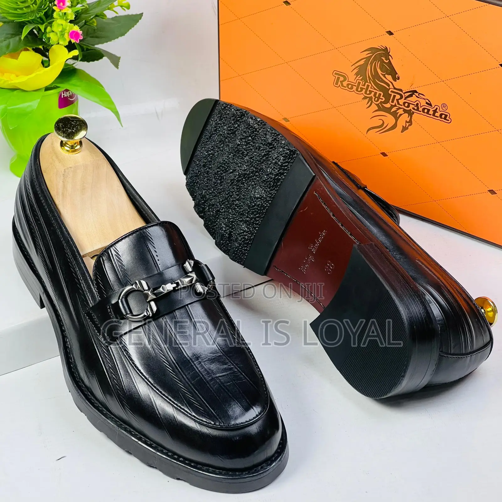 Robby Rosata Black Leather Men Shoe