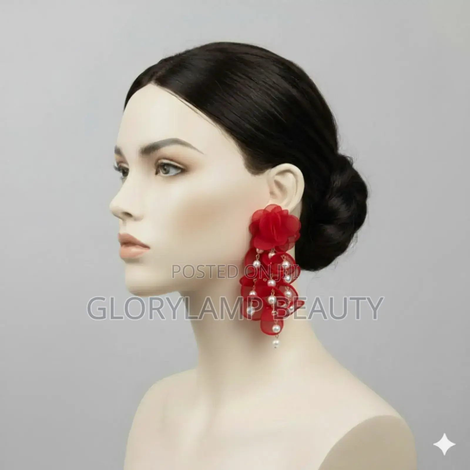 Rose Petal Drop Earrings With Pearls – Statement Jewelry for Women