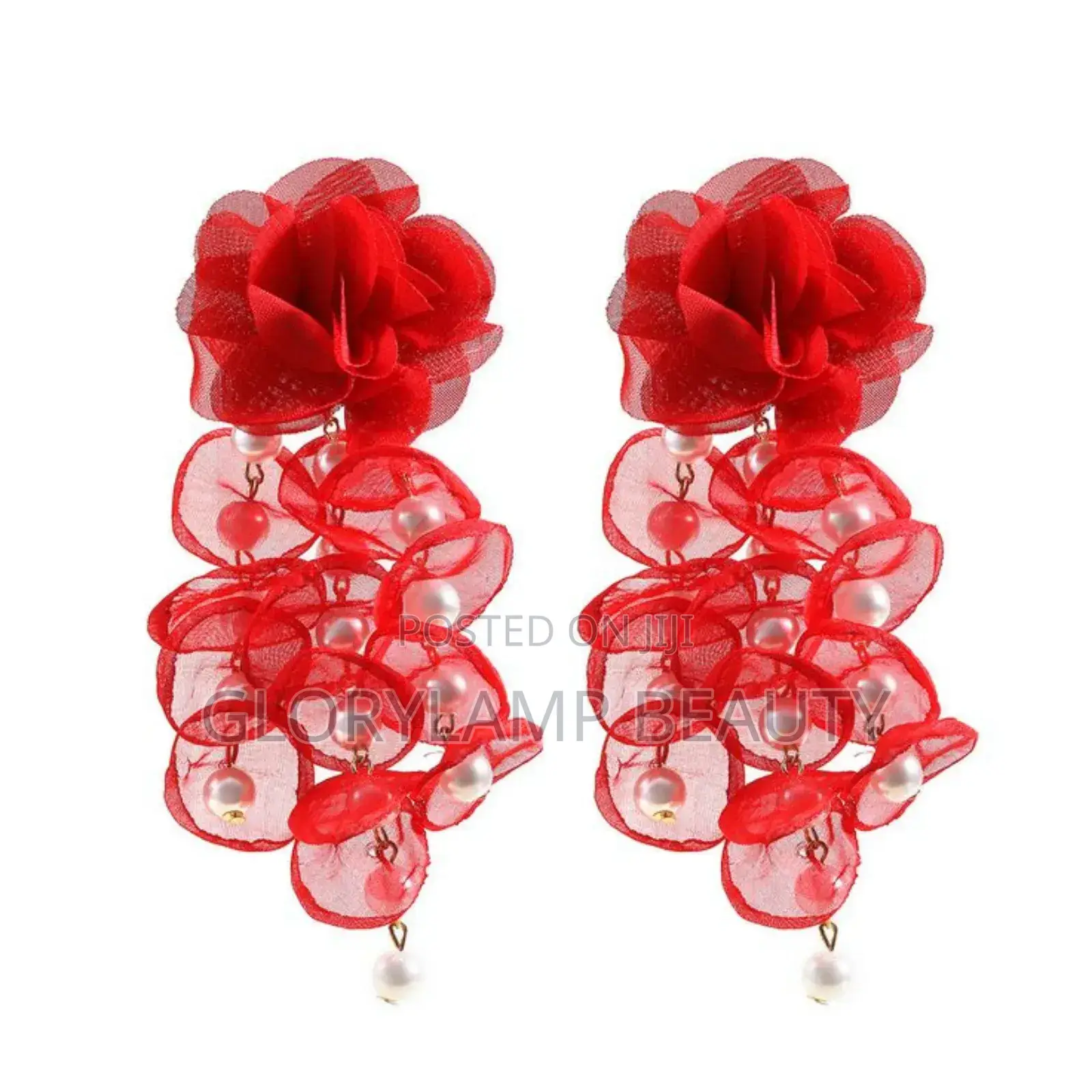 Rose Petal Drop Earrings With Pearls – Statement Jewelry for Women