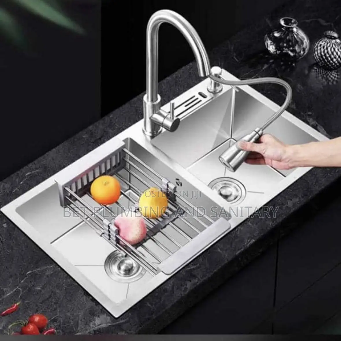 Two Bowl Cabinet Sink Complete With Pullout Tap Complete_kitchen Sink