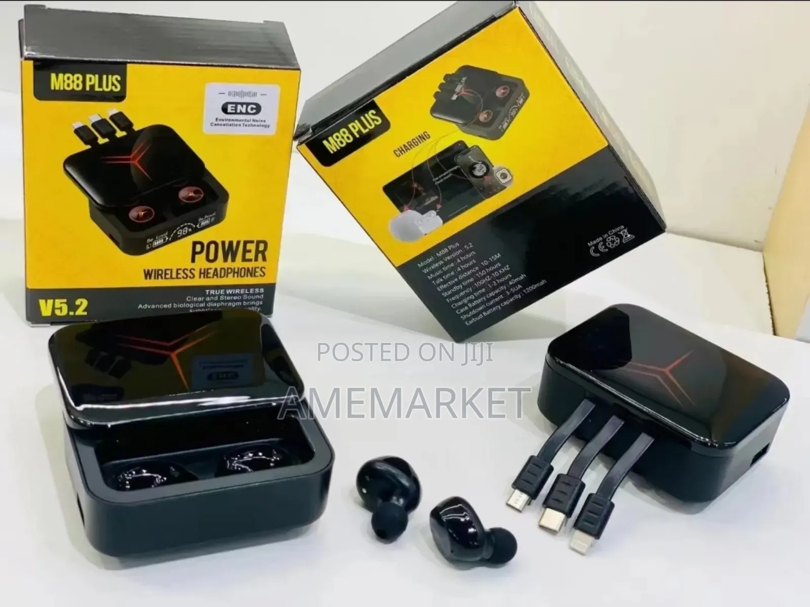 M88 Plus Earbud Earphones Led Digital Display Earbuds With Power Bank