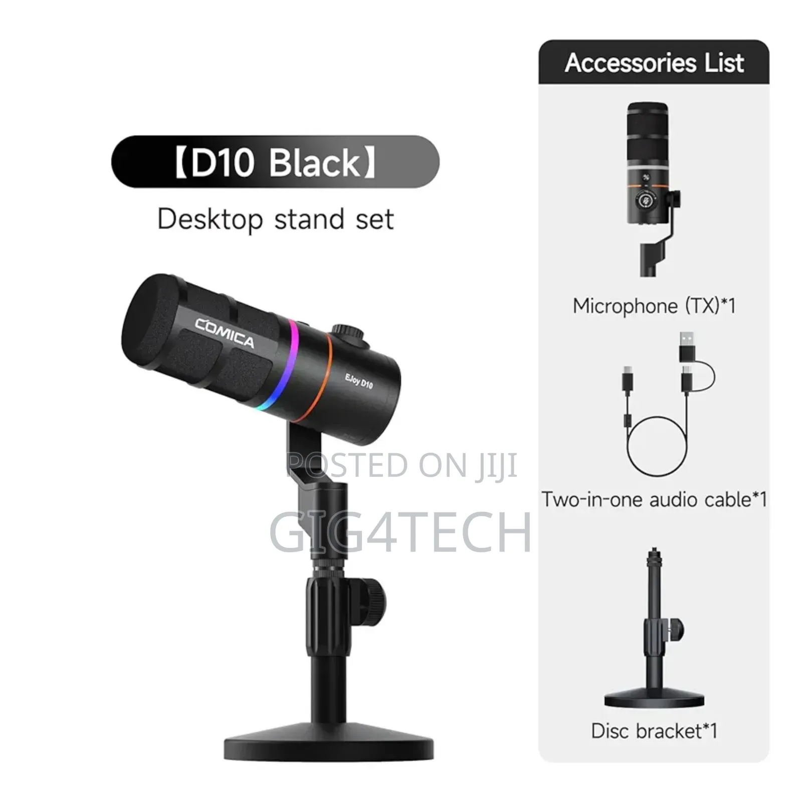 Comica Ejoy D10 D RGB Dynamic Microphone With Desktop Stand