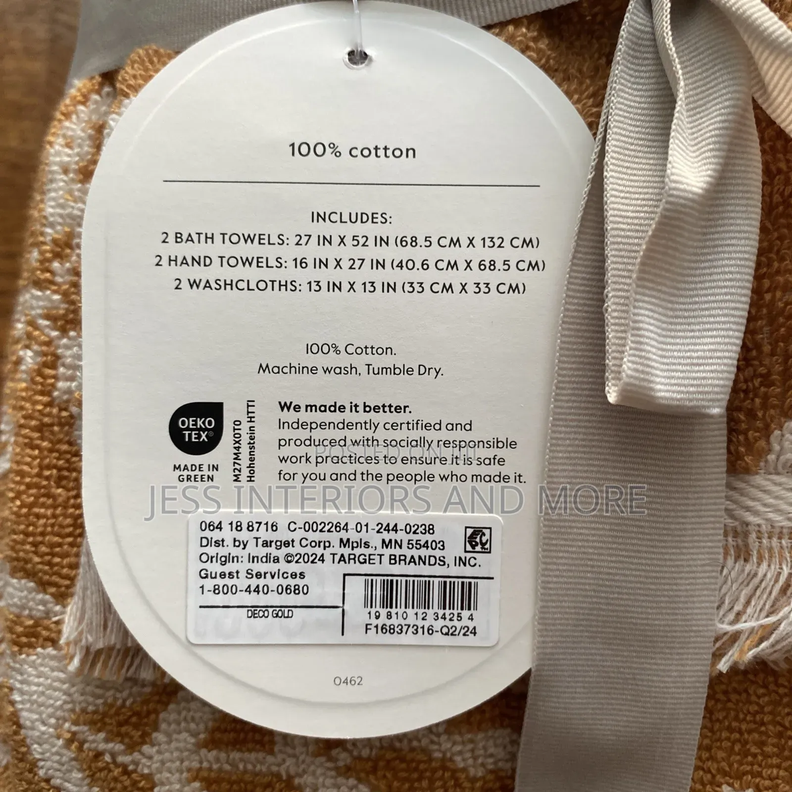 Threshold 6pc Butterscotch Yellow Cotton Towel Set