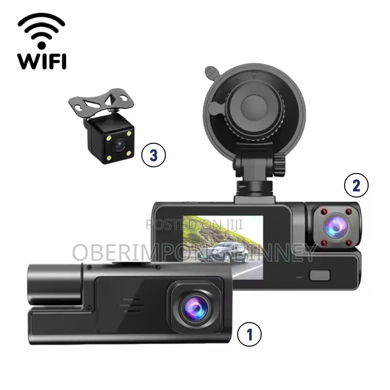 Dashcam Dash Cam 3 in 1 in Built Wifi( Front, Back and Inside the Car)