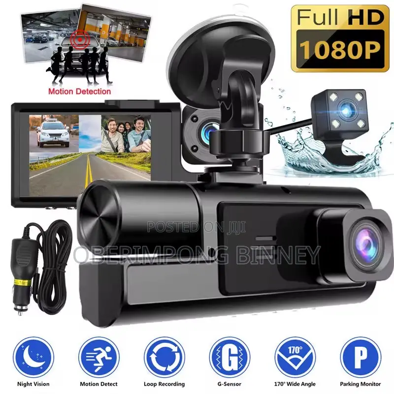Dashcam Dash Cam 3 in 1 in Built Wifi( Front, Back and Inside the Car)