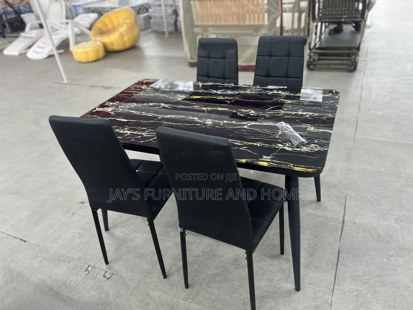 Glass Dining Table (With 4 Chairs)