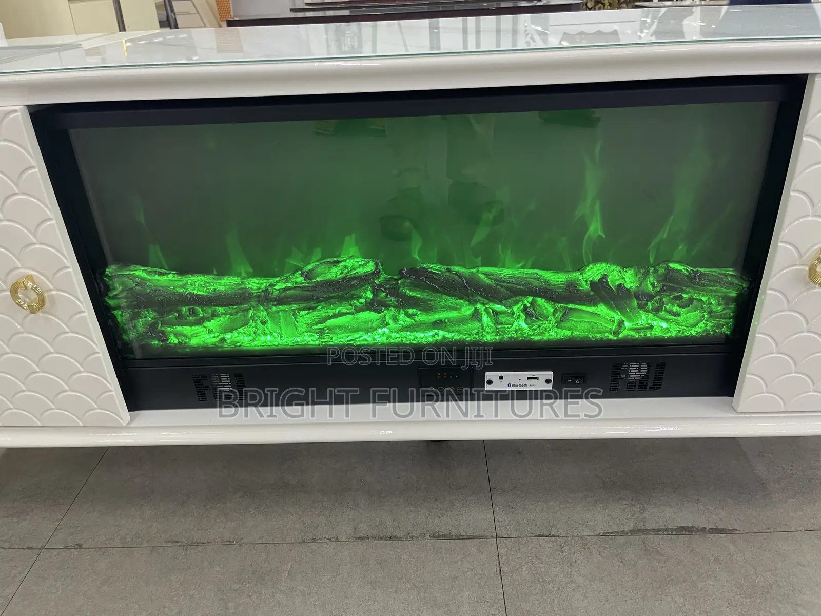 Electric Glass Top Wooden Tv Stand