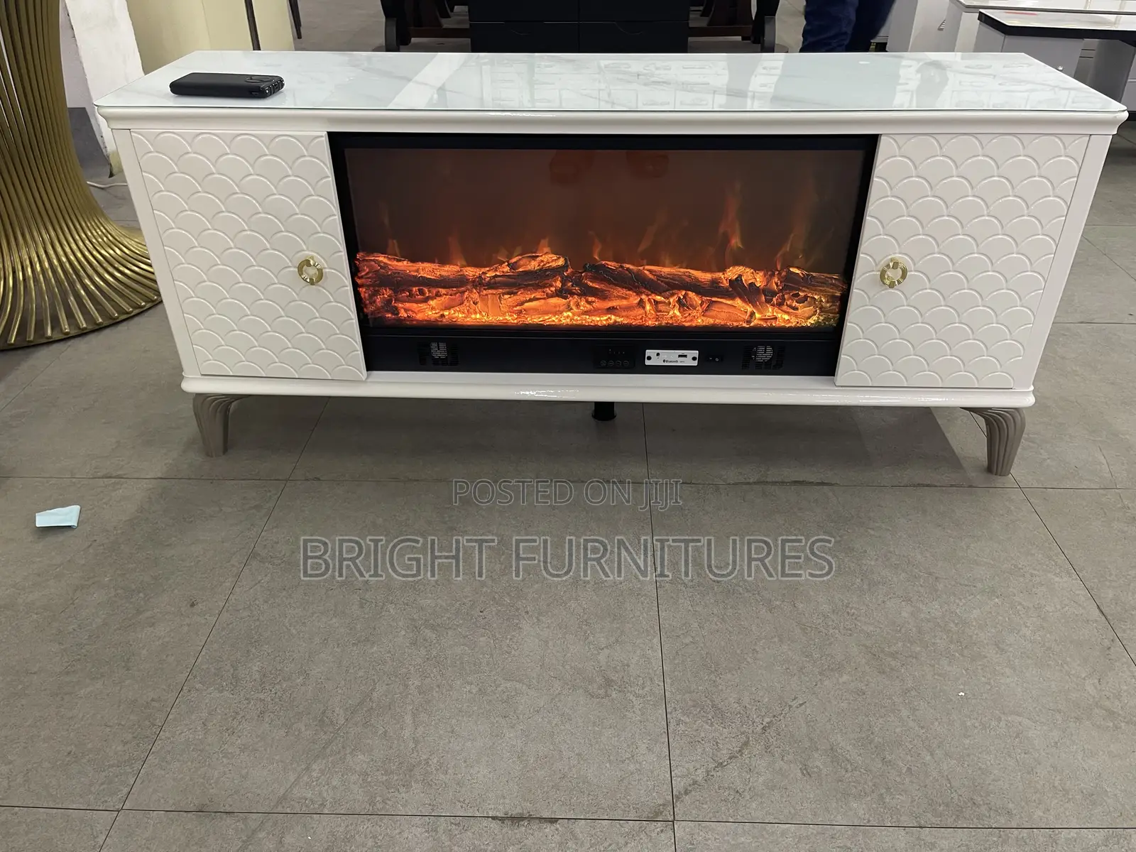 Electric Glass Top Wooden Tv Stand
