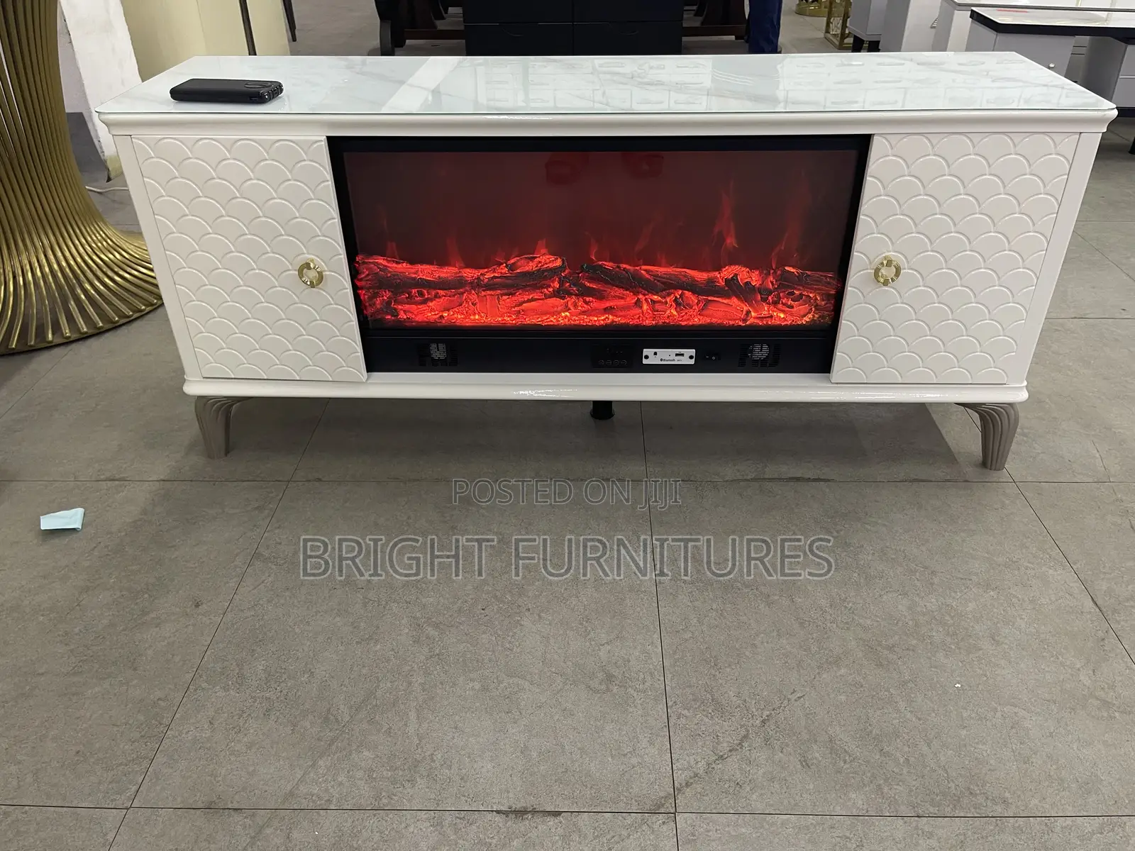 Electric Glass Top Wooden Tv Stand