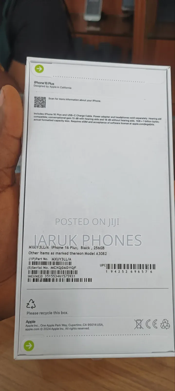 New Apple iPhone 16 Plus 256 GB Black