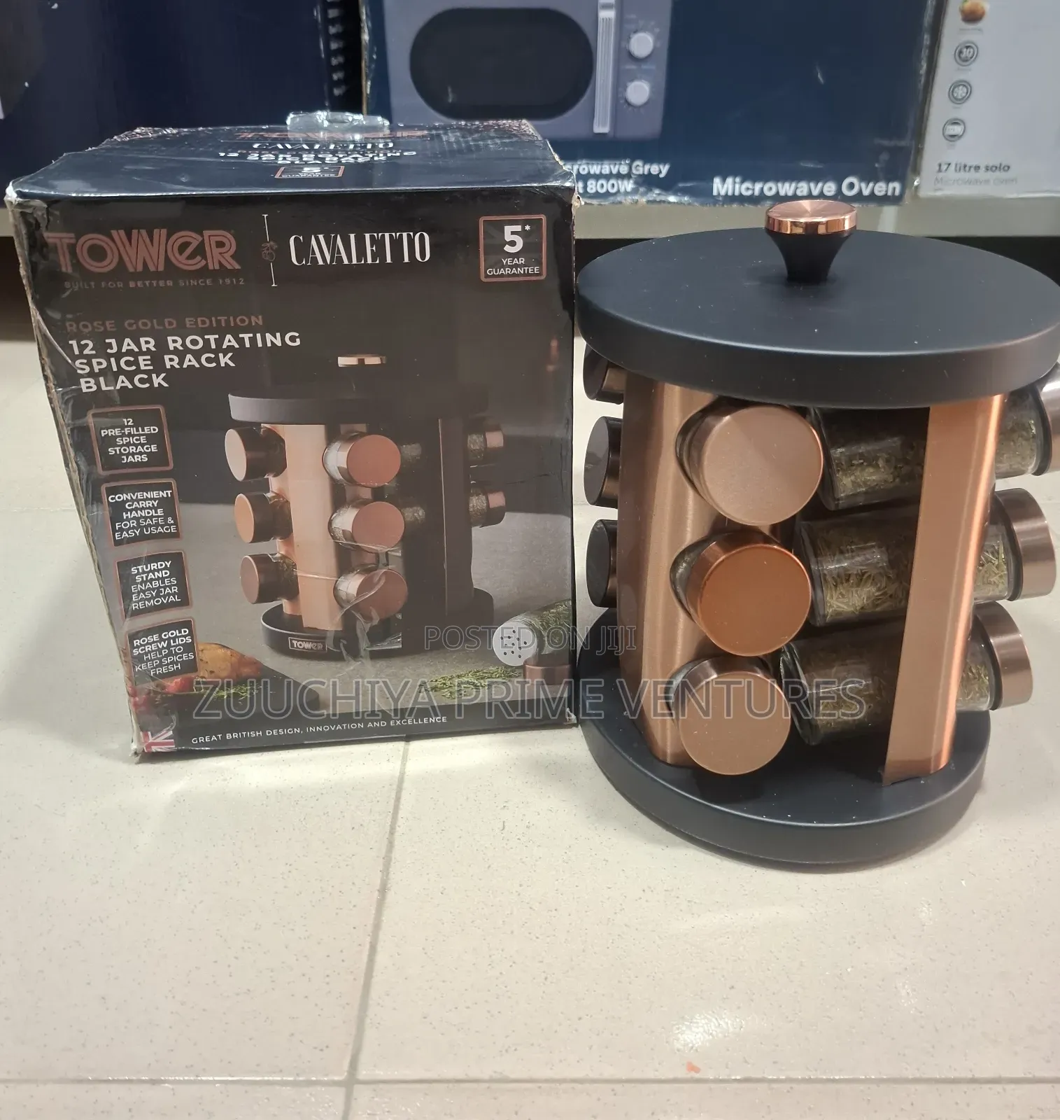 Tower 12 Jar Rotating Spice Rack With Pre-Filled Spices Uk