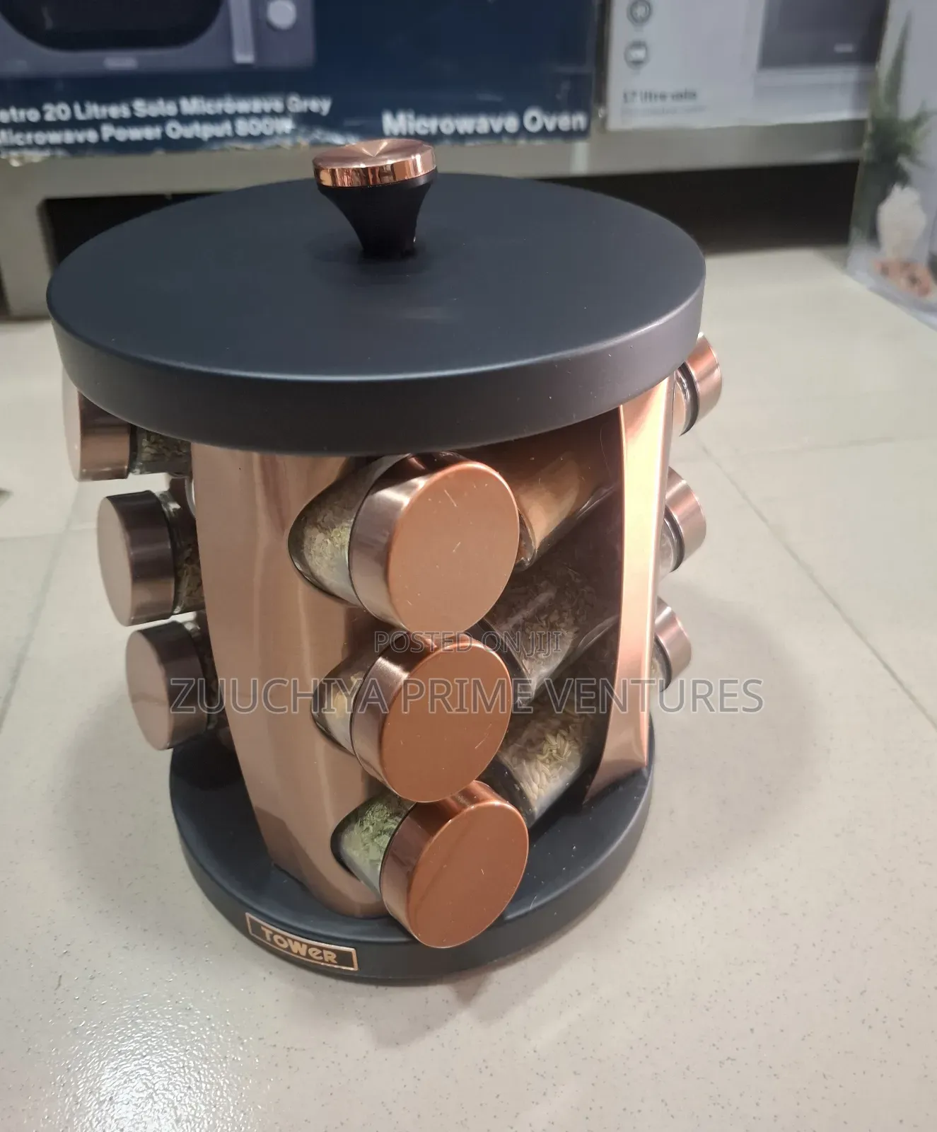 Tower 12 Jar Rotating Spice Rack With Pre-Filled Spices Uk