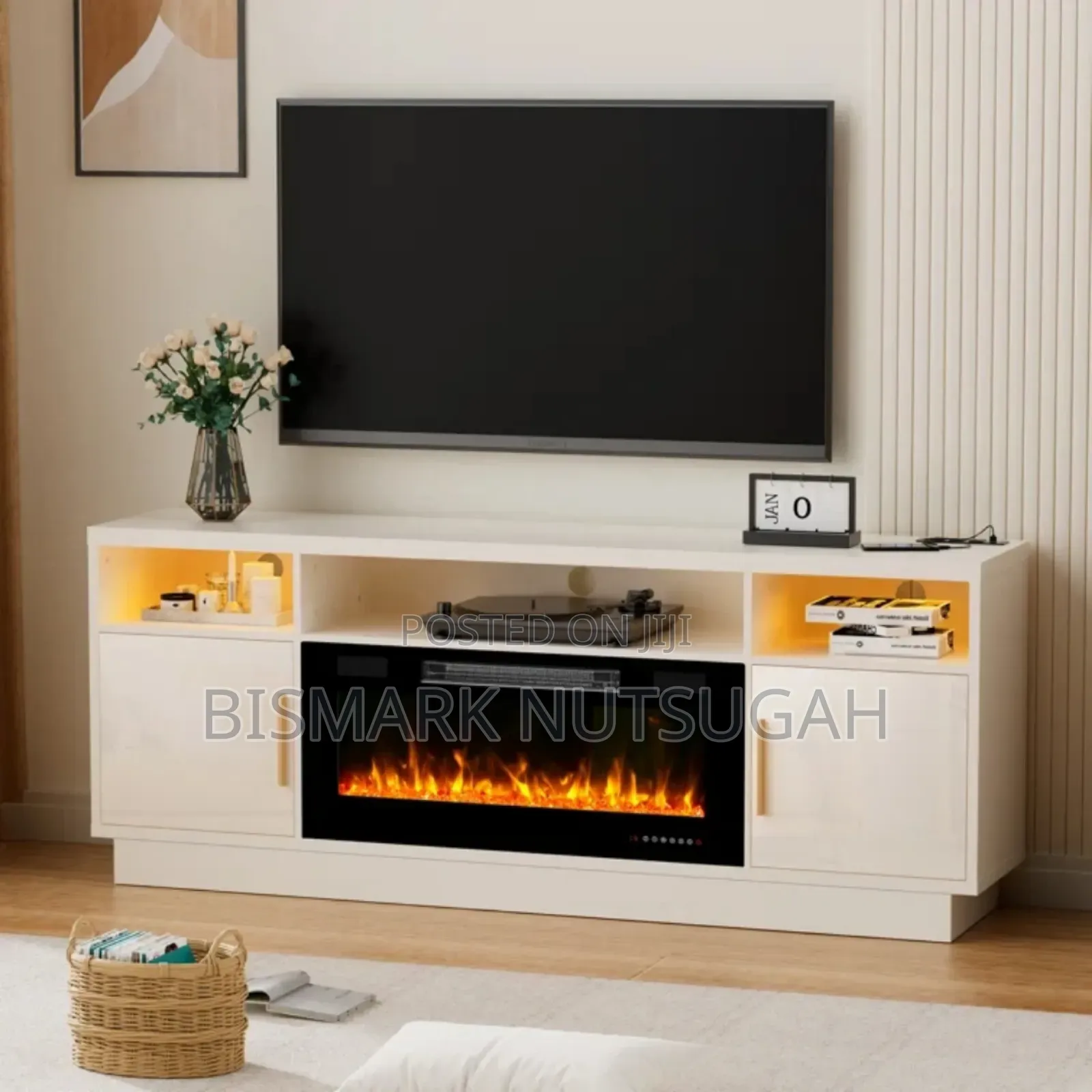 Modern Tv Stand With Fireplace Lantern