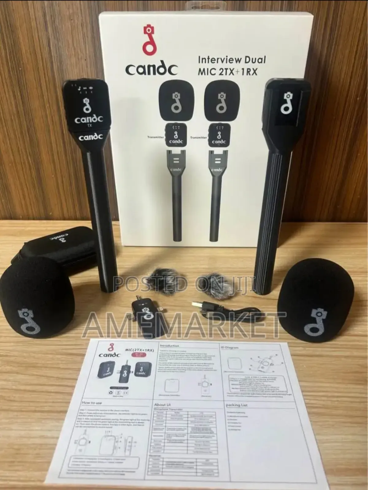 Candc Interview Boom Dual Mic 2tx+1rx Wireless Phone Camera Microphone