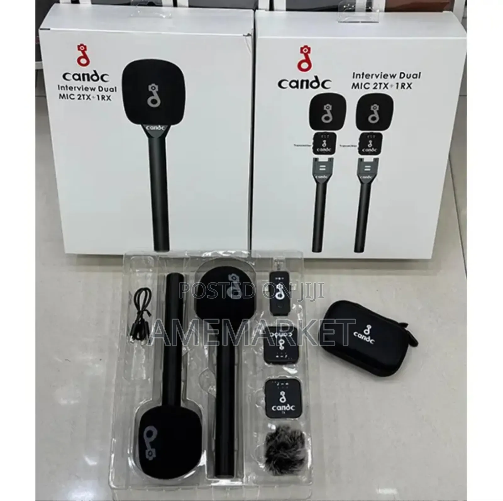 Candc Interview Boom Dual Mic 2tx+1rx Wireless Phone Camera Microphone
