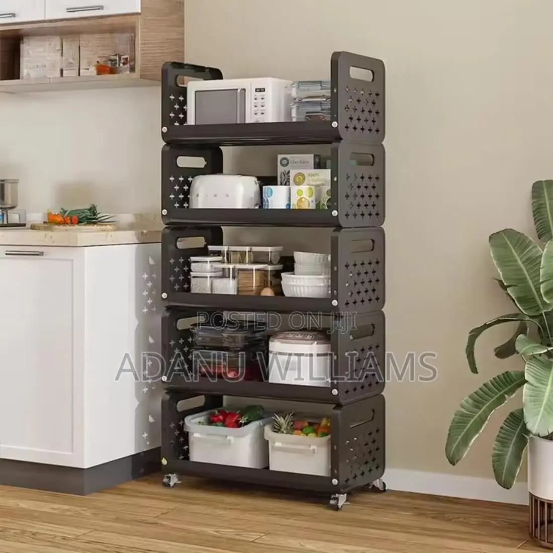 5 Tiers Modern Multipurpose Kitchen Storage Organizer With Wheels