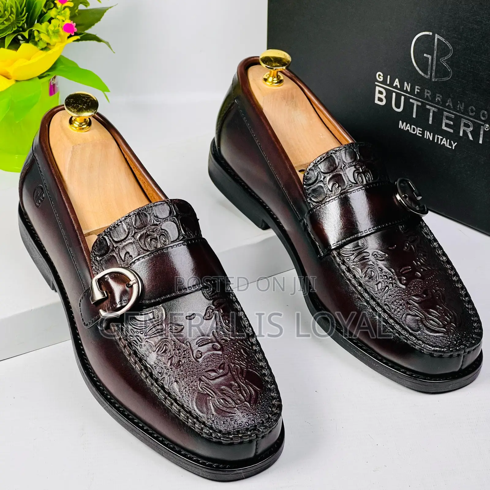 Gianfranco Butteri Coffee Buckled Men Loafers Shoe